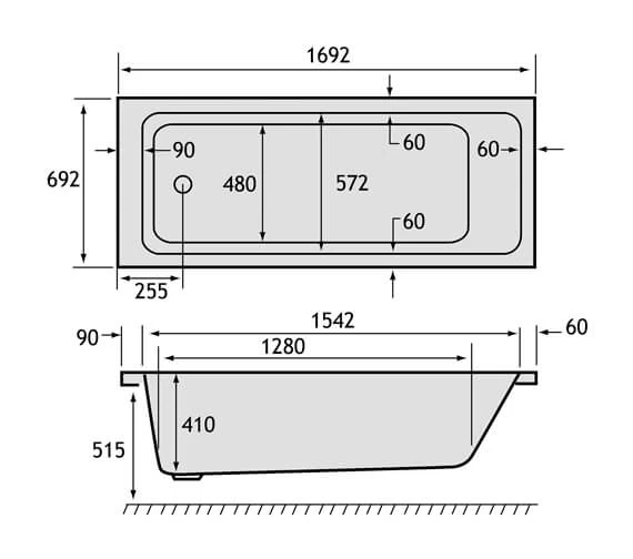 Carron Quantum 5mm Acrylic White Single Ended Bath 1700 X 700mm 2 Carron Quantum 5mm Acrylic White Single Ended Bath 1700 X 700mm - Image 2