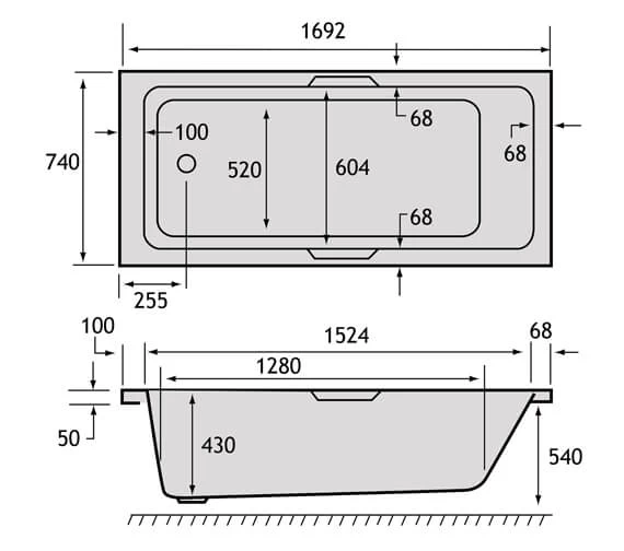 Carron Quantum Single Ended Acrylic 5mm White Bath - 1700 X 750mm 2 Carron Quantum Single Ended Acrylic 5mm White Bath - 1700 X 750mm - Image 2