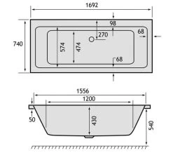Carron Quantum Double Ended Acrylic White Bath 5mm - 1700 X 750mm -Bathroom Supplie Shop M700 2022 1 6 8 35 39 593