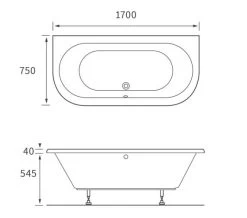 Joseph Miles Osric 1700 X 750mm Back-To-Wall Double Ended Bath -Bathroom Supplie Shop M700 2022 10 7 11 8 8 360