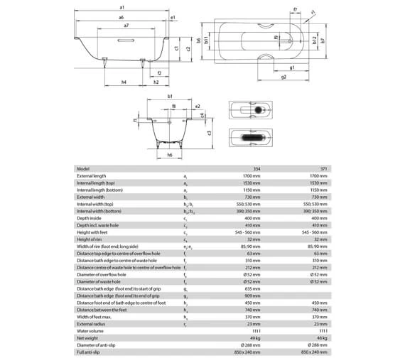 Kaldewei Advantage Saniform Plus 1700 X 730mm Single Ended Steel Bath White 2 Kaldewei Advantage Saniform Plus 1700 X 730mm Single Ended Steel Bath White - Image 2