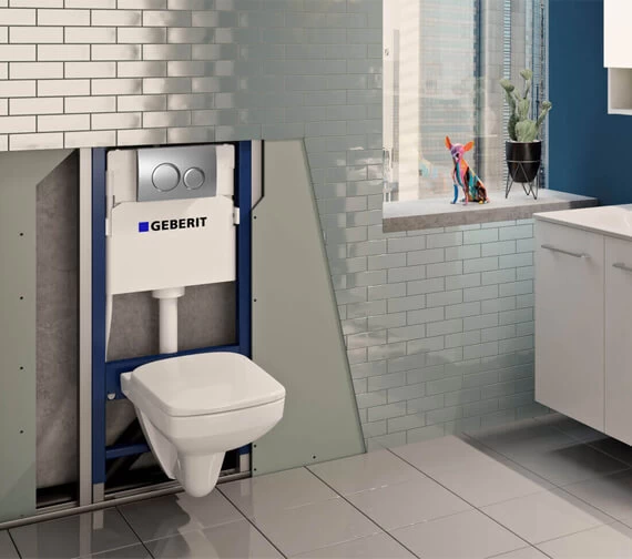 Geberit Duofix 500 X 1120mm Wall Hung WC Frame Blue With Delta Cistern 1 Geberit Duofix 500 X 1120mm Wall Hung WC Frame Blue With Delta Cistern