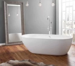 April Cayton Contemporary White Freestanding Oval Shaped Bath