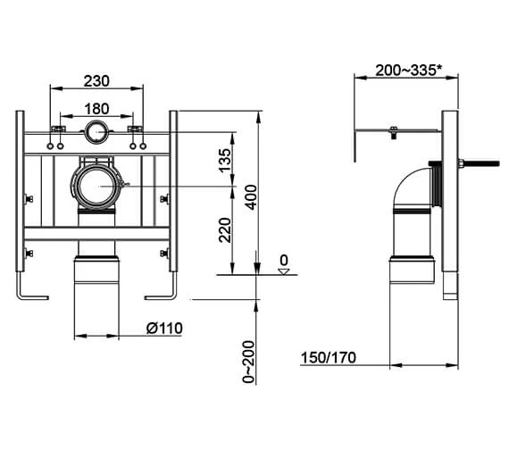Roper Rhodes 400mm Frame For WC Or Bidet 2 Roper Rhodes 400mm Frame For WC Or Bidet - Image 2