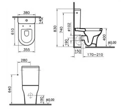 VitrA Zentrum Back To Wall Close Coupled White WC Pan With Cistern -Bathroom Supplie Shop M700 2022 6 28 13 27 31 341