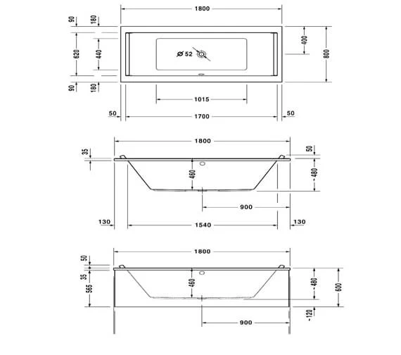 Duravit Starck Two Backrest Slope Rectangular Bath With Jet System 4 Duravit Starck Two Backrest Slope Rectangular Bath With Jet System - Image 4