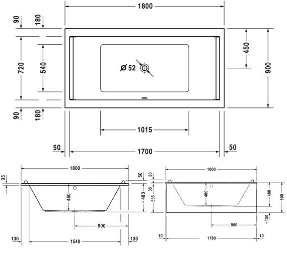 Duravit Starck Two Backrest Slope Rectangular Bath With Jet System 3 Duravit Starck Two Backrest Slope Rectangular Bath With Jet System - Image 3