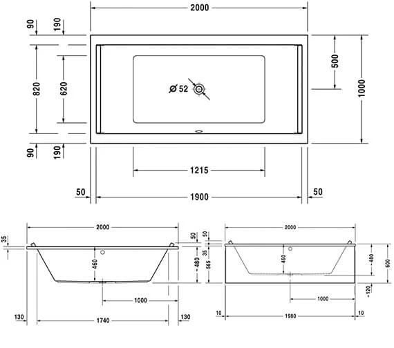 Duravit Starck Two Backrest Slope Rectangular Bath With Jet System 6 Duravit Starck Two Backrest Slope Rectangular Bath With Jet System - Image 6