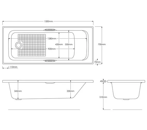 Trojan Granada 5mm Acrylic Single Ended Bath With Twin Grip - 2th 2 Trojan Granada 5mm Acrylic Single Ended Bath With Twin Grip - 2th - Image 2