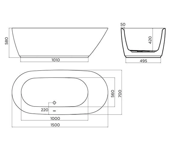 April Cayton Contemporary White Freestanding Oval Shaped Bath 2 April Cayton Contemporary White Freestanding Oval Shaped Bath - Image 2