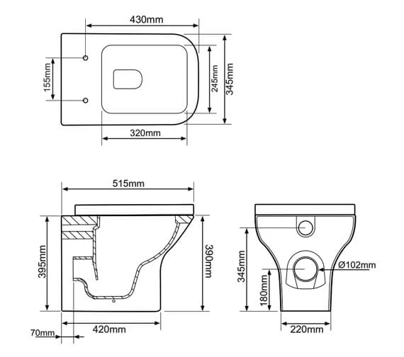 Tavistock Structure White 515mm Back To Wall WC Pan 2 Tavistock Structure White 515mm Back To Wall WC Pan - Image 2