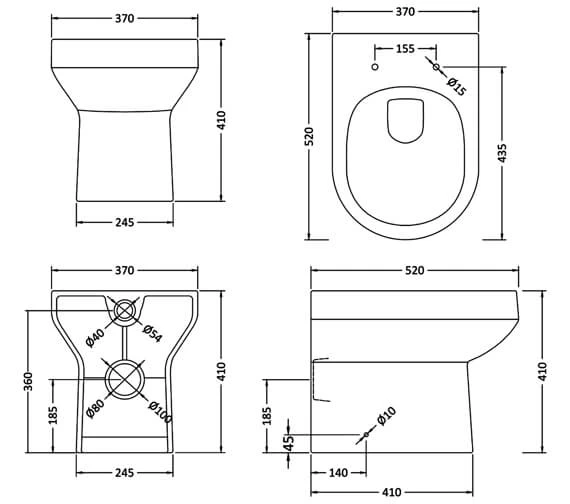 Nuie Harmony 370 X 520mm Back-To-Wall White WC Pan 2 Nuie Harmony 370 X 520mm Back-To-Wall White WC Pan - Image 2