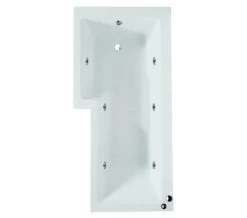 Aqua Edition Blok L Shaped Whirlpool Shower Bath With Front Panel