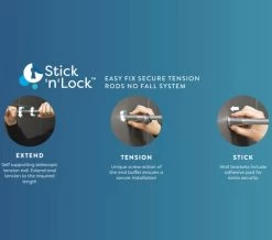 Croydex Stick-N-Lock Shower Cubicle Telescopic Tension Rod -Bathroom Supplie Shop M700 2022 9 6 14 8 34 369 1