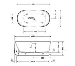 Duravit Zencha 1600 X 850mm Air System Whirlpool Bath With 1 Backrest Slope -Bathroom Supplie Shop M700 2022 9 7 14 39 56 760
