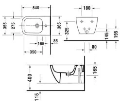 Duravit Happy D2 355 X 540mm Wall Mounted Bidet -Bathroom Supplie Shop M700 2022 9 7 9 40 35 11