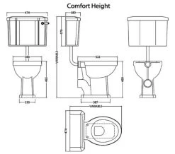 Hudson Reed Richmond Low Level WC Pan With Cistern And Flush Pipe Kit -Bathroom Supplie Shop M700 2022 9 9 7 35 49 732