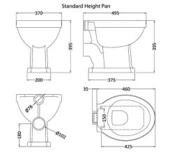 Hudson Reed Richmond Low Level WC Pan With Cistern And Flush Pipe Kit -Bathroom Supplie Shop M700 2022 9 9 8 4 33 396