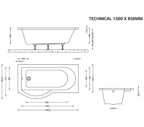 IMEX Arco White Shower Bath 2 IMEX Arco White Shower Bath - Image 2