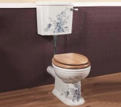 Silverdale Victorian Blue Garden Low Level WC And Cistern With Fittings