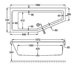 Carron Quantum Space Saver 5mm Acrylic Bath 1700 X 750mm Left Hand