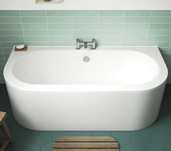 Nuie Shingle 1700 X 750mm Curved Back To Wall White Bath With Panel 4 Nuie Shingle 1700 X 750mm Curved Back To Wall White Bath With Panel - Image 4