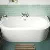 Nuie Shingle 1700 X 750mm Curved Back To Wall White Bath With Panel