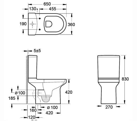 IMEX Alma 650mm Rimless Close Coupled White WC Pan With Cistern And Seat 3 IMEX Alma 650mm Rimless Close Coupled White WC Pan With Cistern And Seat - Image 3