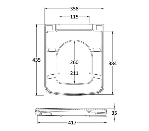 Nuie Standard Square Top Fix Soft Close Toilet Seat And Cover White 2 Nuie Standard Square Top Fix Soft Close Toilet Seat And Cover White - Image 2