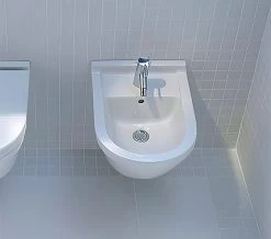Duravit Starck 3 White Wall Mounted Bidet With Overflow - 228015