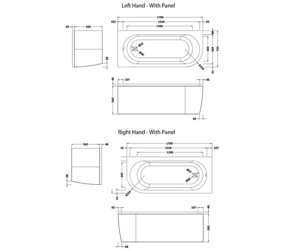 Nuie Crescent 1700 X 725mm White Back-To-Wall Bath 4 Nuie Crescent 1700 X 725mm White Back-To-Wall Bath - Image 4