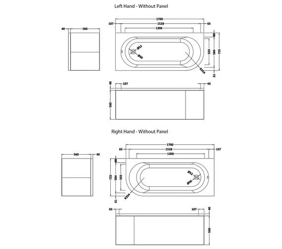 Nuie Crescent 1700 X 725mm White Back-To-Wall Bath 3 Nuie Crescent 1700 X 725mm White Back-To-Wall Bath - Image 3