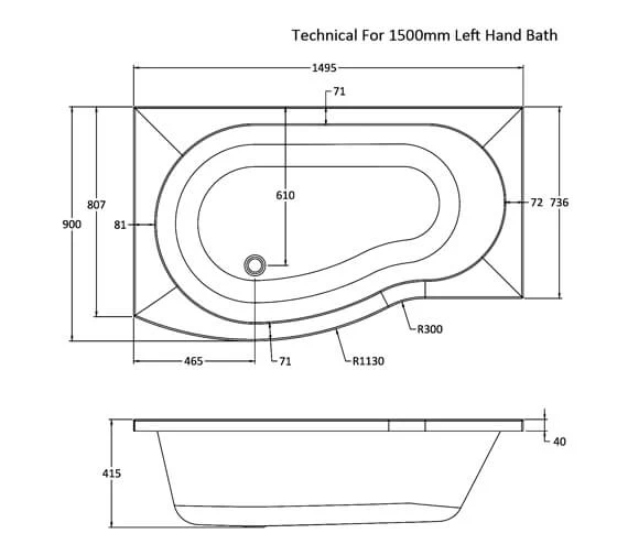 Nuie B-Shaped White Shower Bath Set 2 Nuie B-Shaped White Shower Bath Set - Image 2