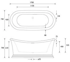 Heritage Orford 1700 X 740mm Freestanding Double Ended Acrylic Bath 5 Heritage Orford 1700 X 740mm Freestanding Double Ended Acrylic Bath -Bathroom Supplie Shop M700 2023 5 27 9 54 1 413