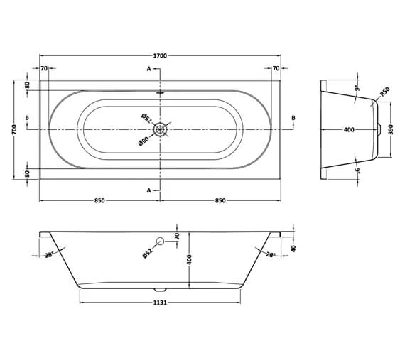 Nuie Otley Round Double Ended White Acrylic Bath 2 Nuie Otley Round Double Ended White Acrylic Bath - Image 2