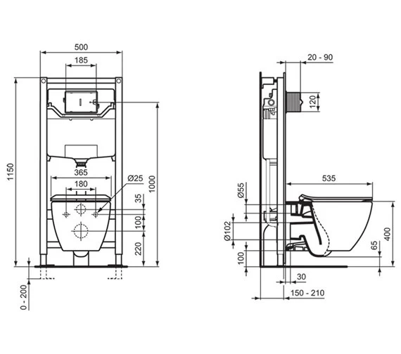 Ideal Standard Tesi Aquablade White Wall Hung WC Pan 535mm 3 Ideal Standard Tesi Aquablade White Wall Hung WC Pan 535mm - Image 3