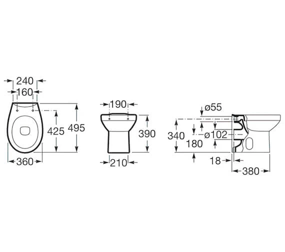 Roca Laura White Back To Wall WC Pan 495mm - 347396000 2 Roca Laura White Back To Wall WC Pan 495mm - 347396000 - Image 2