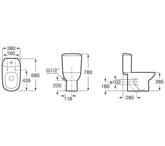 Roca Nexo White Close Coupled WC Pan 665mm - 342640000 3 Roca Nexo White Close Coupled WC Pan 665mm - 342640000 - Image 3