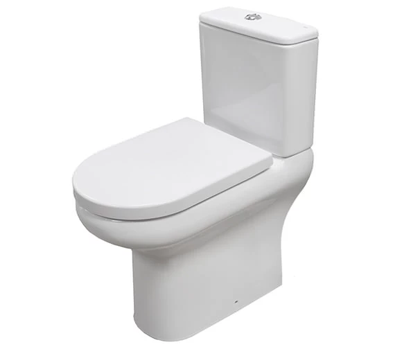 RAK Compact Deluxe 45cm High Rimless Close Coupled Full Access White WC Without Seat 1 RAK Compact Deluxe 45cm High Rimless Close Coupled Full Access White WC Without Seat