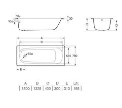 Roca Contesa Luxurious Single Ended Rectangular Steel Bath White -Bathroom Supplie Shop QS V19246 2 mn