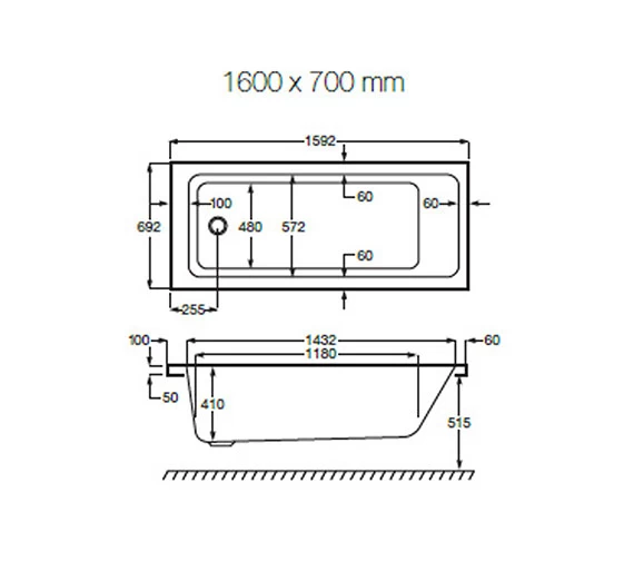 Roca The Gap Single Ended White Acrylic Bath 2 Roca The Gap Single Ended White Acrylic Bath - Image 2