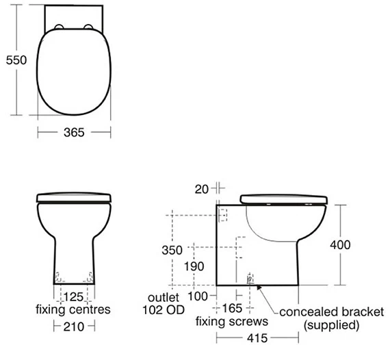 Ideal Standard Studio White Back-To-Wall WC Pan 550mm 2 Ideal Standard Studio White Back-To-Wall WC Pan 550mm - Image 2