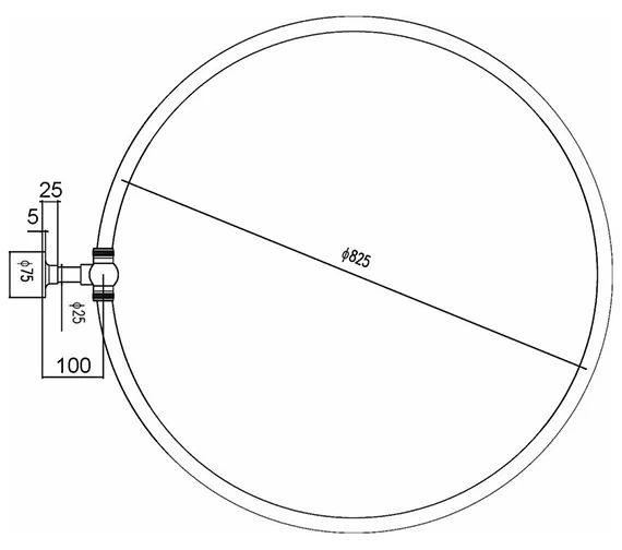 Nuie Round Shower Curtain Chrome Ring 825mm 2 Nuie Round Shower Curtain Chrome Ring 825mm - Image 2