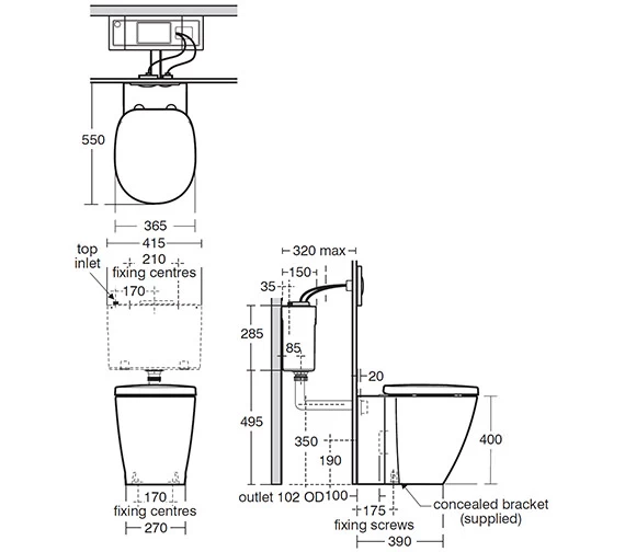 Ideal Standard Concept White Back-To-Wall WC Pan 550mm - E791601 2 Ideal Standard Concept White Back-To-Wall WC Pan 550mm - E791601 - Image 2