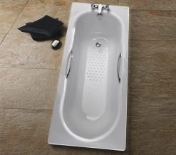 Twyford Celtic White Slip Resistant Steel Bath With Grips And Legs 1600 X 700mm -Bathroom Supplie Shop QS V43295 11 mn