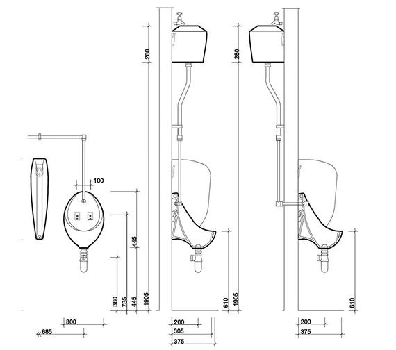 Twyford Clifton Easy To Clean Single White Urinal Bowl 445 X 300 X 375mm - VC7002WH 3 Twyford Clifton Easy To Clean Single White Urinal Bowl 445 X 300 X 375mm - VC7002WH - Image 3