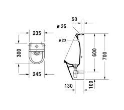 Duravit Starck 3 Rimless Urinal 245 X 300mm -Bathroom Supplie Shop QS V45525 2 mn