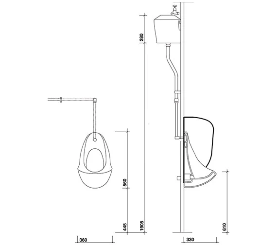 Twyford Spectrum Concealed Outlet White Urinal Bowl - 560 X 360 X 330mm 3 Twyford Spectrum Concealed Outlet White Urinal Bowl - 560 X 360 X 330mm - Image 3