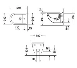 Duravit Starck 3 White Wall Mounted Bidet With Overflow - 228015 5 Duravit Starck 3 White Wall Mounted Bidet With Overflow - 228015 -Bathroom Supplie Shop QS V52842 2 mn