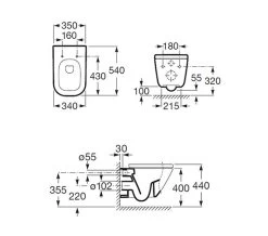 Roca The Gap White Wall Hung WC Pan 540mm Projection 5 Roca The Gap White Wall Hung WC Pan 540mm Projection -Bathroom Supplie Shop QS V55560 2 mn